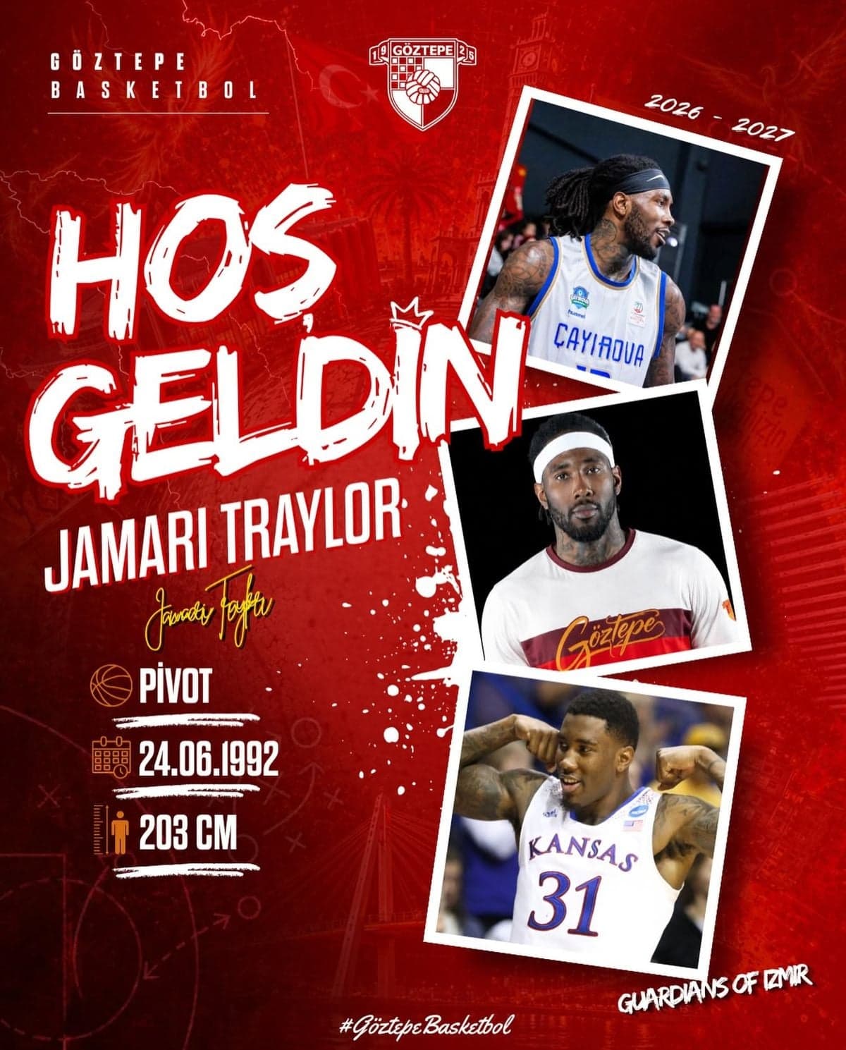 Göztepe Basketbol Takımı, Şampiyon Kadronun Yıldızı Jamari Taylor ile Güçlendi