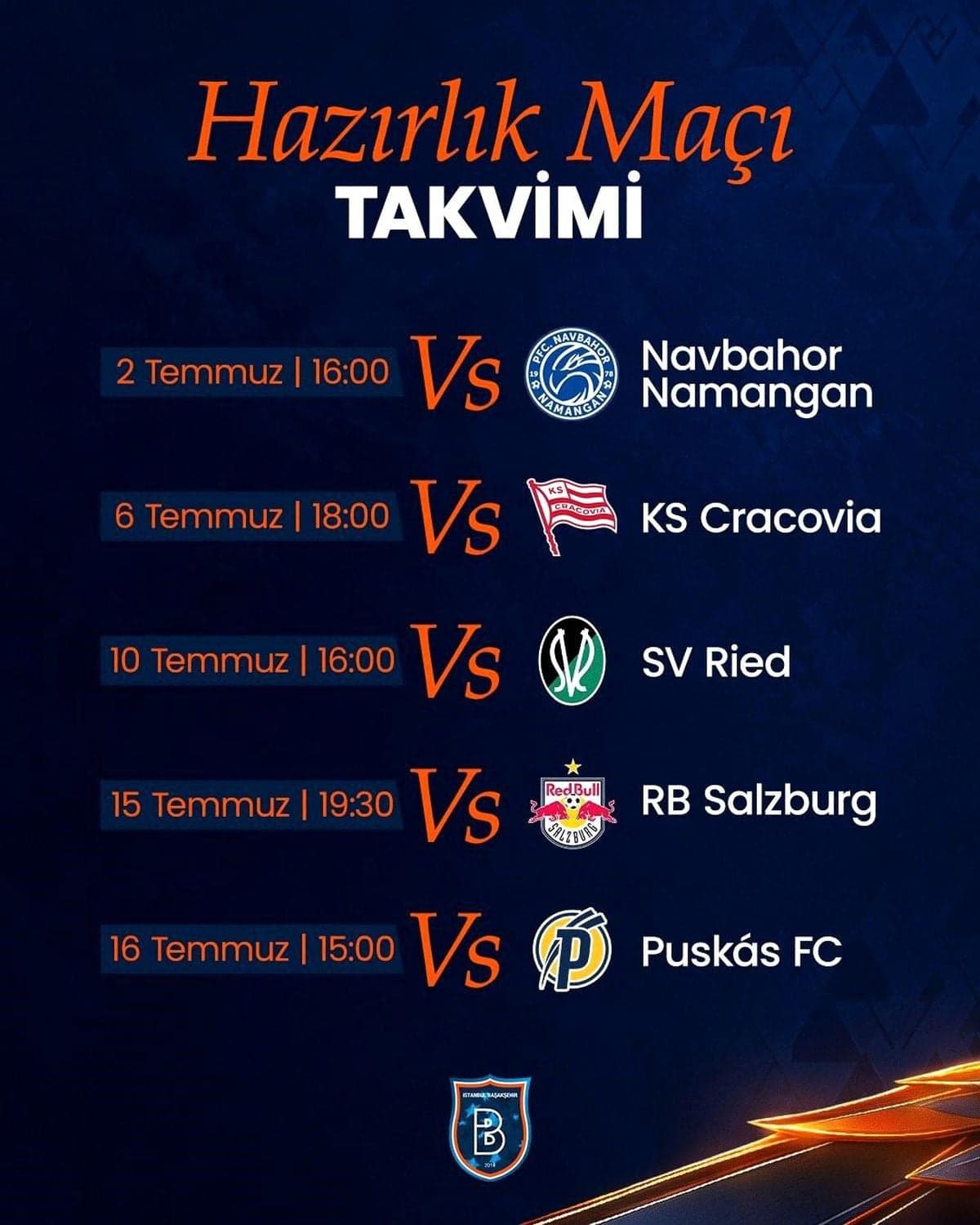 RAMS Başakşehir Yeni Sezon Hazırlıkları İçin Yol Haritasını Belirledi: İşte Hazırlık Maçları Programı